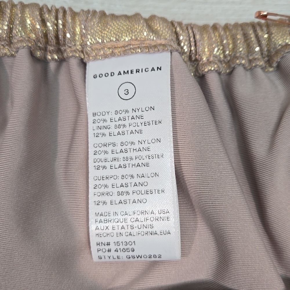 NWT Good American Mink Foil Metallic Swim bottom sz 3/L - Picture 5 of 8